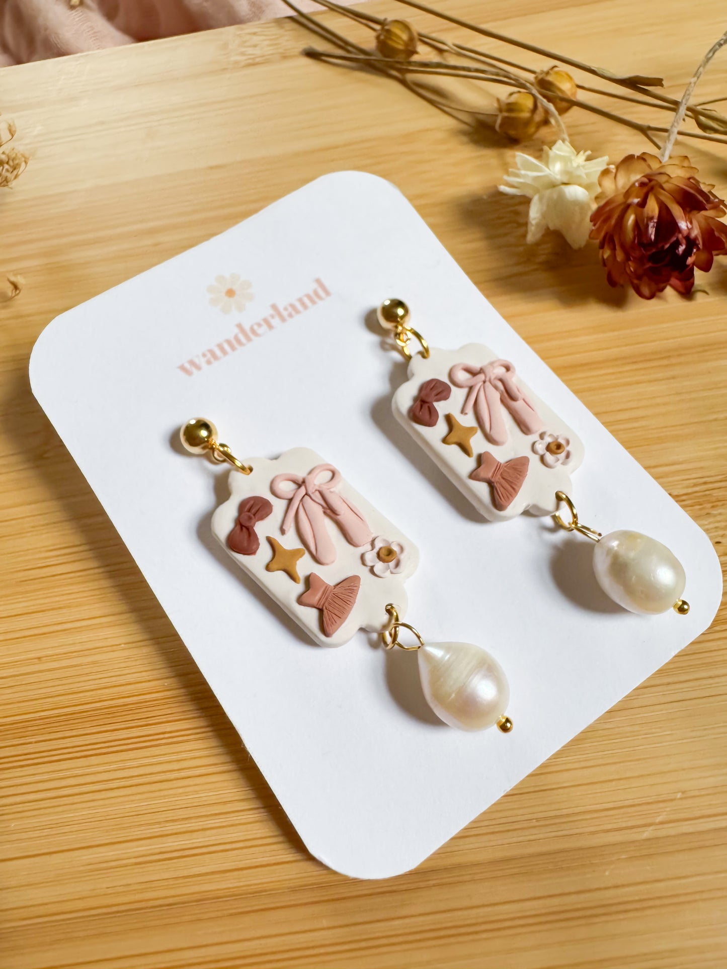 Ballet Slipper Pearl Dangles