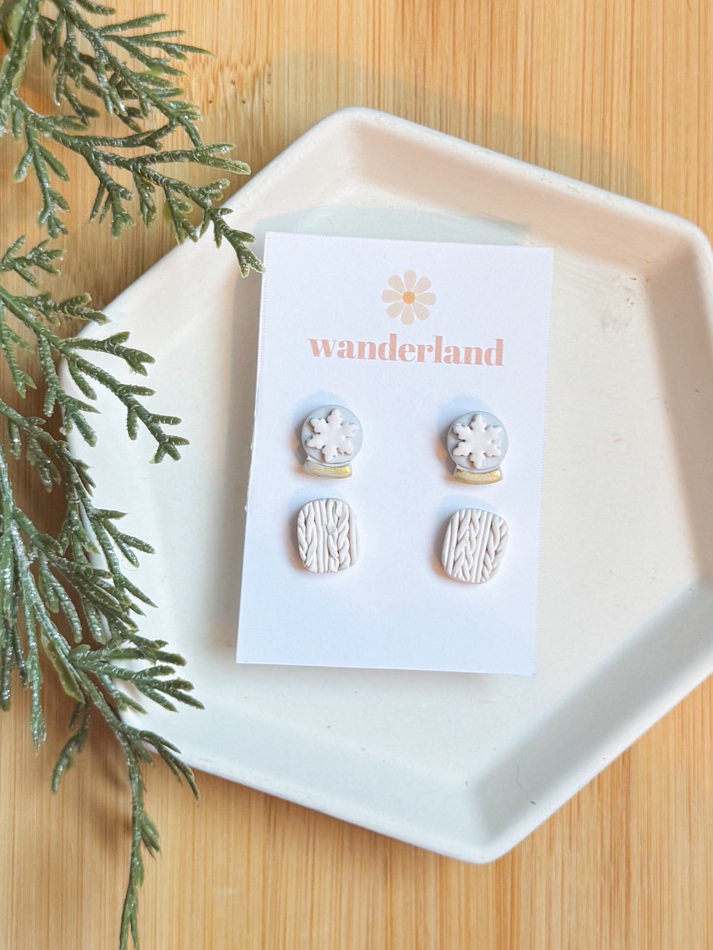 Snow Globe + Knit Studs