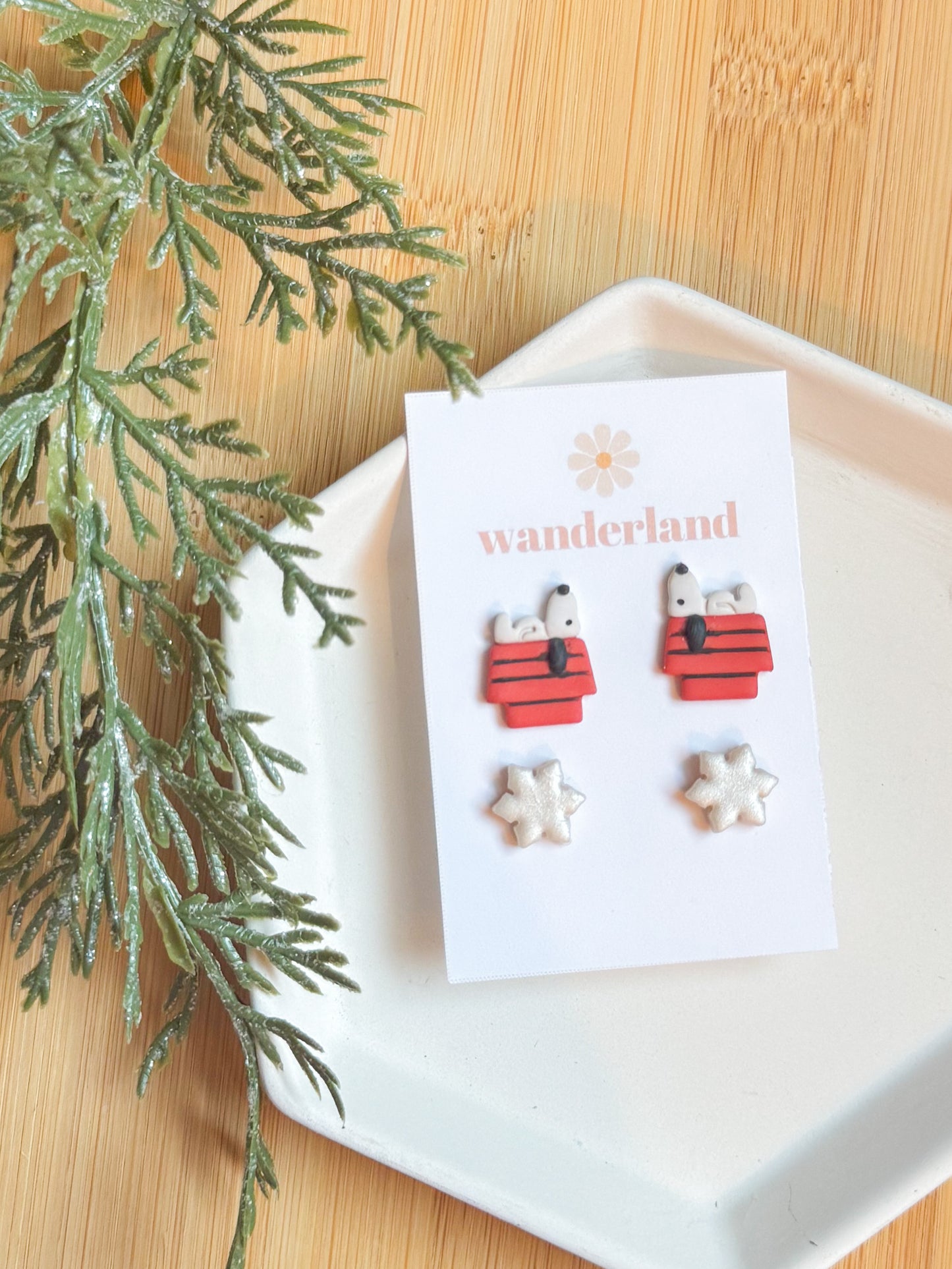 Doggie House + Pearl Snowflake Studs