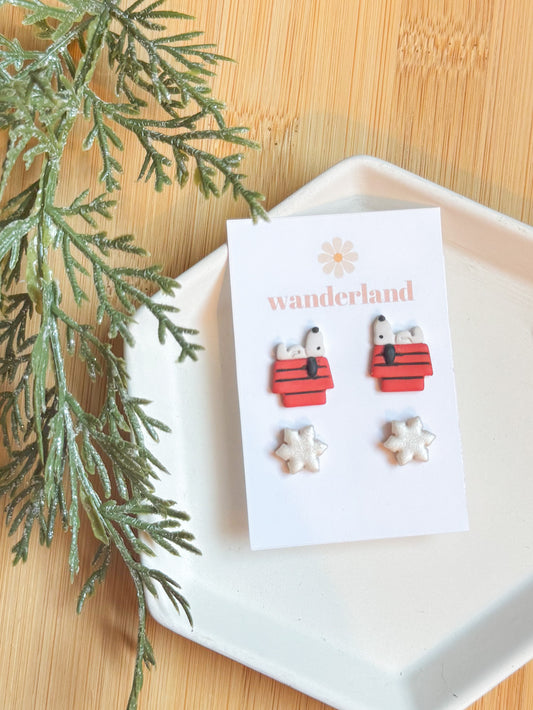 Doggie House + Pearl Snowflake Studs