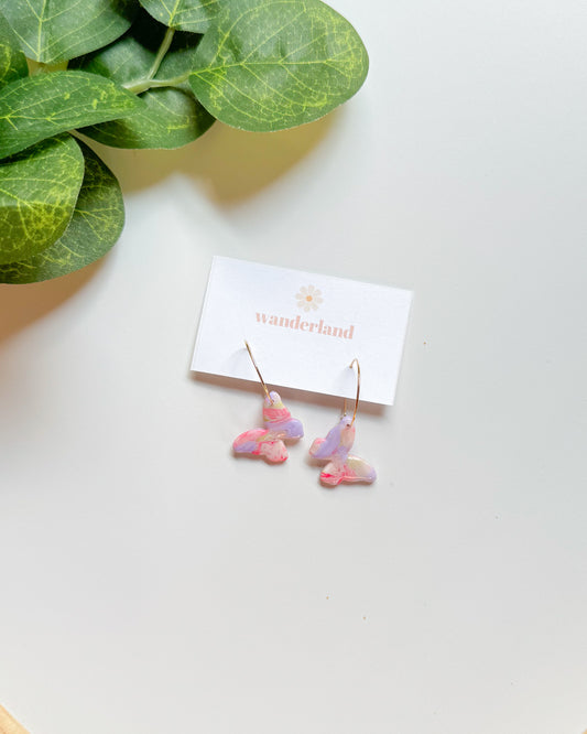Funky Tiny Butterfly Hoops