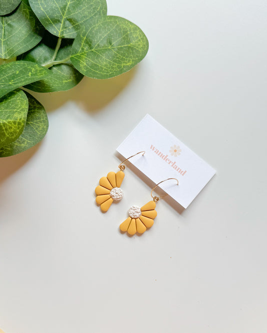Half Yellow Daisy Hoops