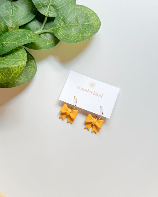 Yellow Bow Hoops